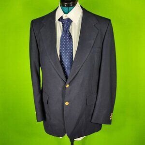 Mens Navy Blazer 44R By PSC With Gold Button Closure & Pockets